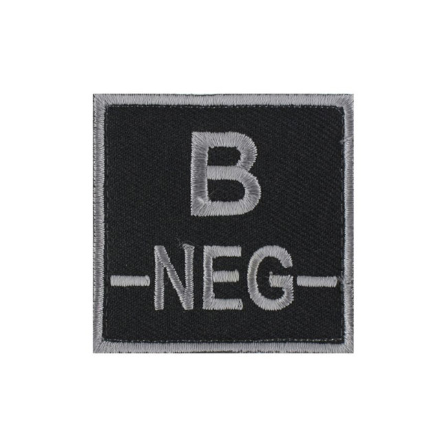 Écusson groupe sanguin B- Gris sur Noir - DMB