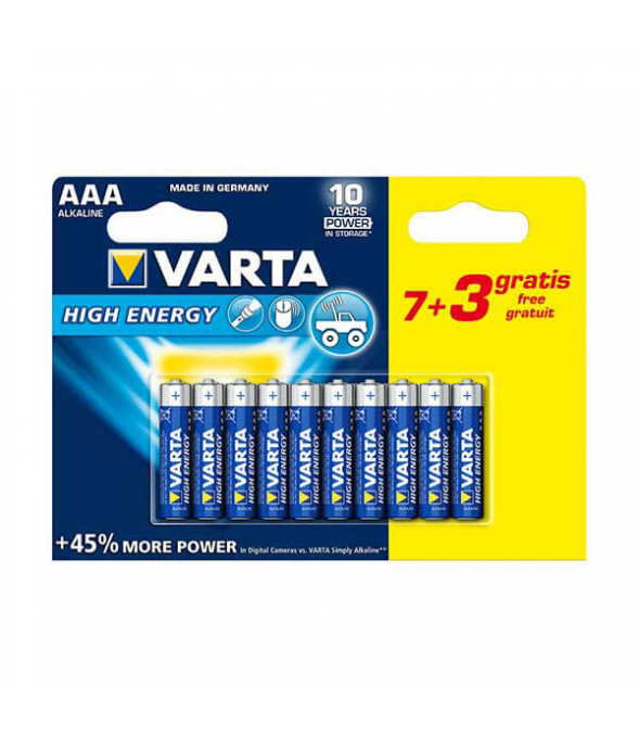 Lot de 10 piles AAA High Energy - Varta