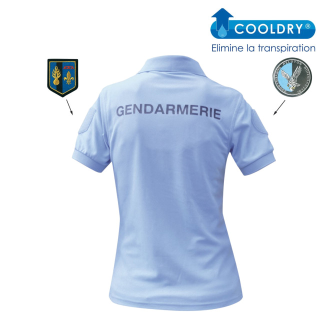 Polo Femme respirant Gendarmerie Bleu + velcros - Patrol