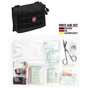 Kit de primeros auxilios Leina Pro. de 25 piezas negro - Miltec