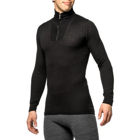 Lange mouwen T-shirt met rits Turtleneck 200 zwart - Woolpower