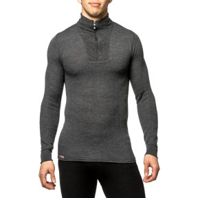T-shirt z długimi rękawami z zamkiem Turtleneck 200 szary - Woolpower
