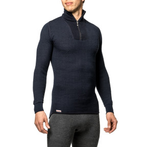 Lange mouwen T-shirt met rits Turtleneck 200 donkerblauw - Woolpower