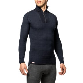 Langarm-T-Shirt mit Reißverschluss Turtleneck 200 marineblau - Woolpower