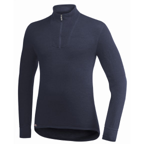 Lange mouwen T-shirt met rits Turtleneck 200 donkerblauw - Woolpower