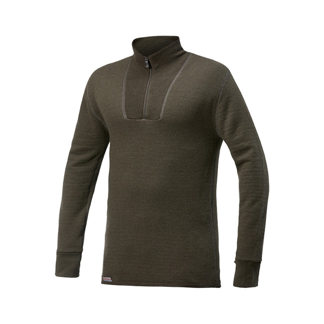 Koszulka z długimi rękawami z zamkiem Turtleneck 200 zielona - Woolpower