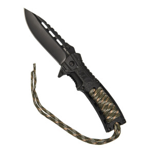 Składany nóż One-Hand para-cord camo - Miltec