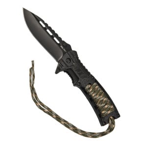 Składany nóż One-Hand para-cord camo - Miltec