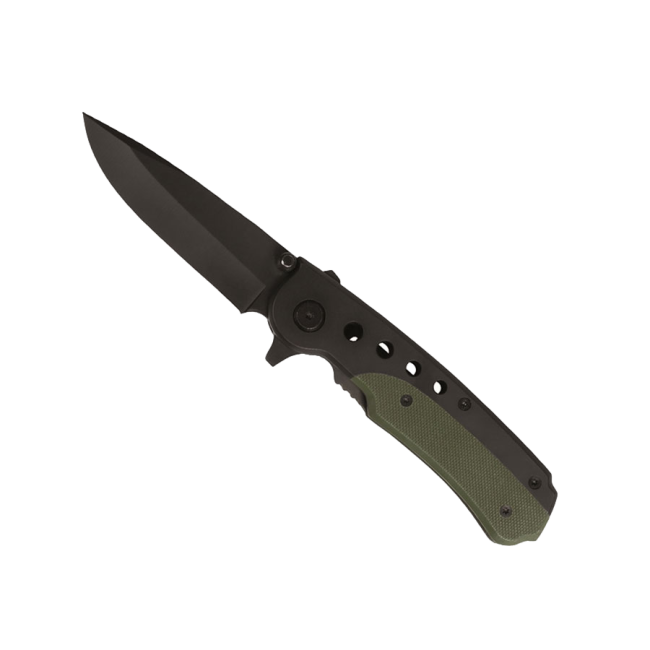 Einhand-Klappmesser schwarz/olivgrün - Miltec