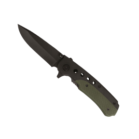 Couteau pliant One-Hand noir/vert olive - Miltec