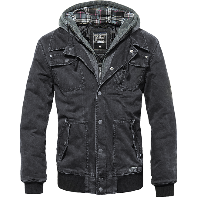 Brandit Dayton Hoodie Sweatjacke in verwaschenem Schwarz