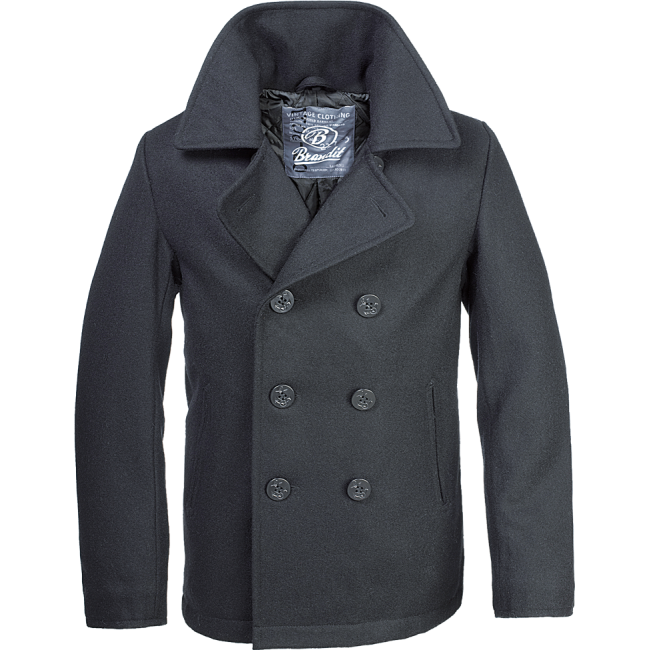 Płaszcz marynarski Pea Coat wełna Czarny - Brandit