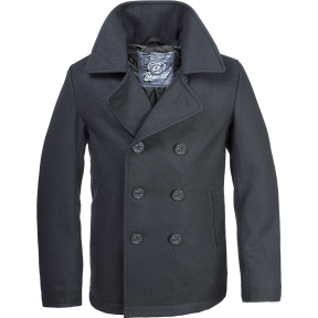 manteau caban Marin laine Pea Coat Noir - Brandit