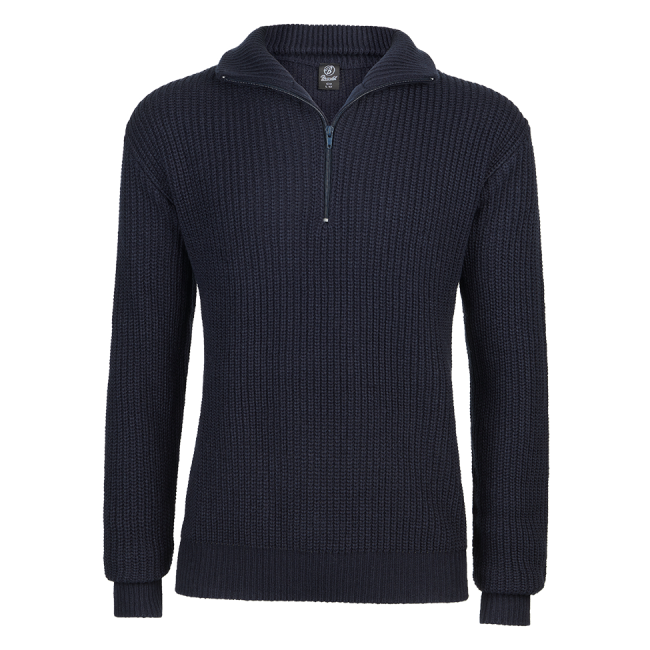 Pull met V-hals en rits Marineblauw - Brandit