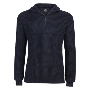 Pull col V zippé Bleu Navy - Brandit