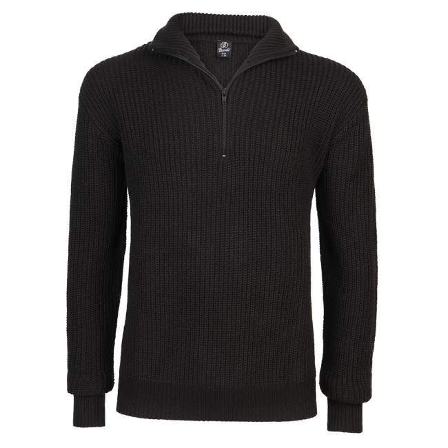 Pull col V zippé Noir - Brandit