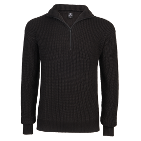 Pull col V zippé Noir - Brandit