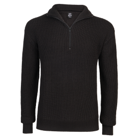 Pull col V zippé Noir - Brandit