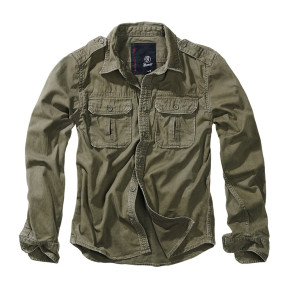 Vintage Langarm-Hemd im Military-Stil Grün - Brandit