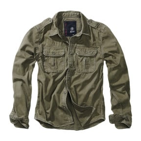 Vintage Langarm-Hemd im Military-Stil Grün - Brandit