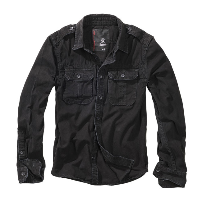 Chemise Vintage Longsleeve Military Style Noir - Brandit