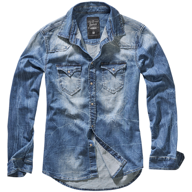 Chemise Jean Vintage Riley Denim effet froissé Noir - Brandit Chemise Jean Vintage Riley Denim effet froissé Noir - Brandit
