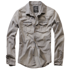 Koszula Jeansowa Vintage Riley Denim efekt pogniecionej Szarej - Brandit