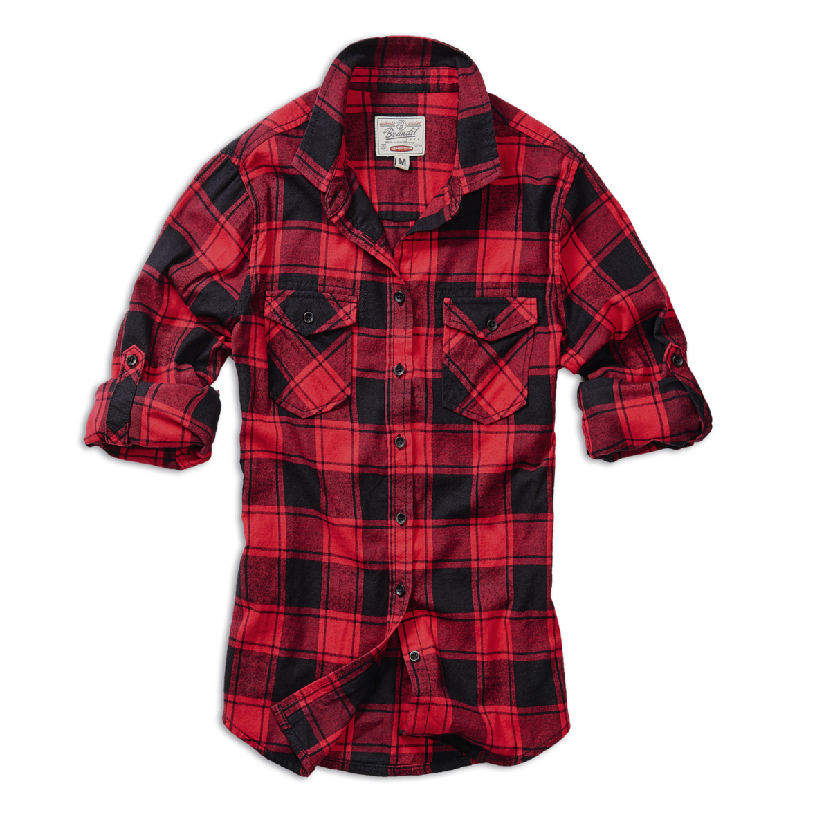 Camisa Amy Franela Shirt Mujer Negra y Roja Brandit
