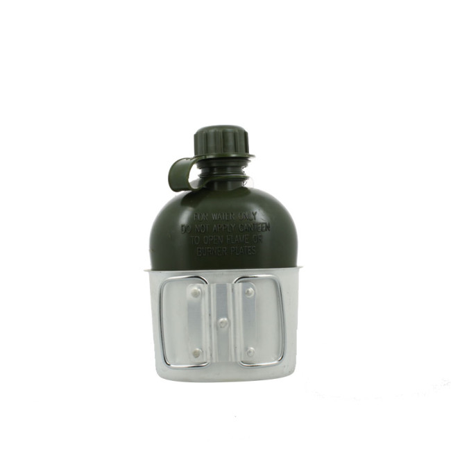 Kunststoff-Feldflasche mit Becher und Camo-Hülle - Miltec