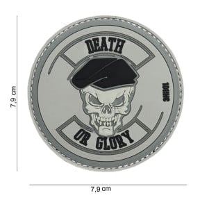 Naszywka 3D z PVC "Death or Glory" szara - 101 Inc