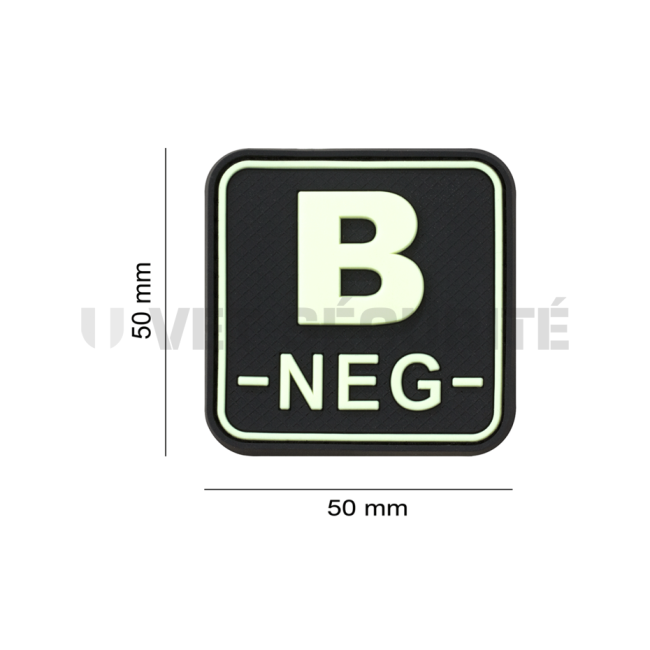 Kwadratowa naszywka grupa krwi B- Fluorescencyjna - JTG
