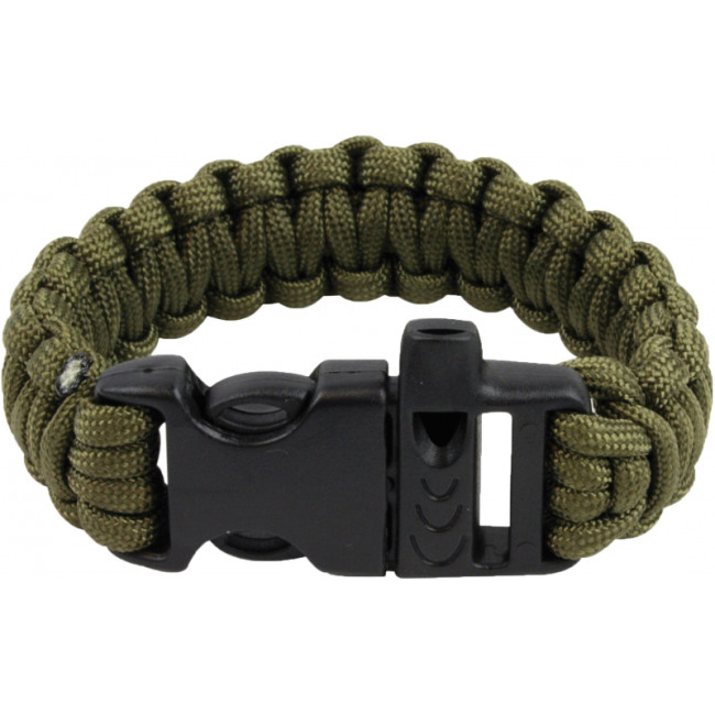 Bransoleta Paracord Zielona OD z gwizdkiem - Highlander