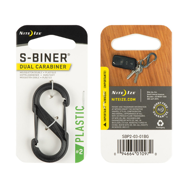 S-Biner plastic Karabijnhaak Maat 2 zwart - Nite Ize
