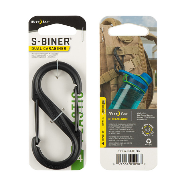 Mousqueton S-Biner plastique Taille 4 noir - Nite Ize 