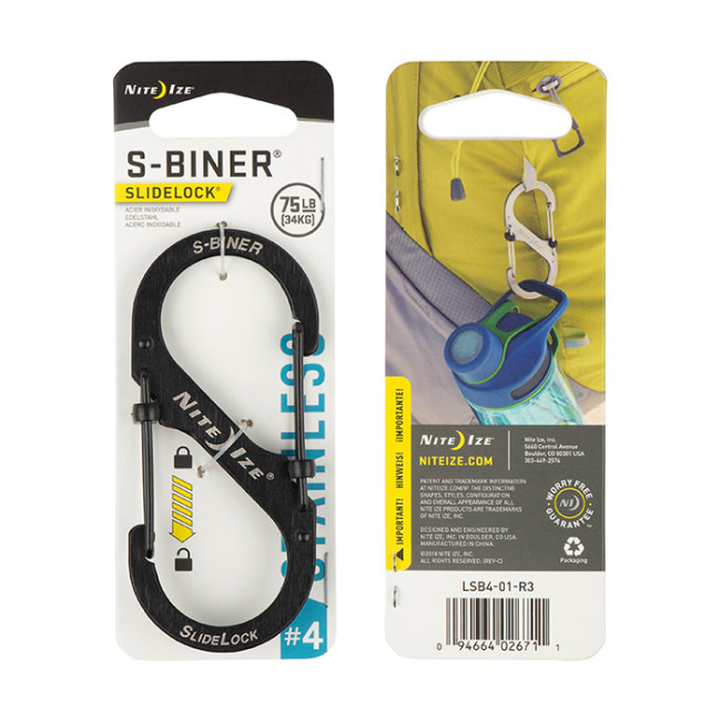 Mousqueton S-Biner SlideLock Taille 4 noir - Nite Ize 