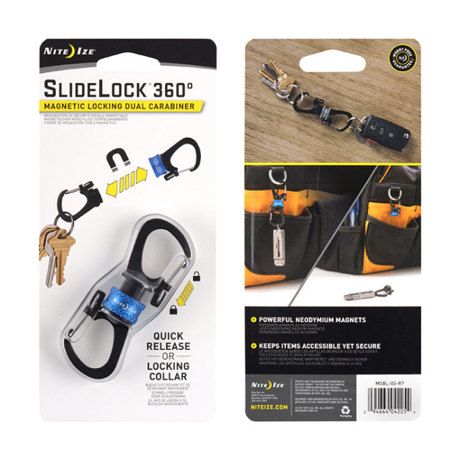 Mousqueton SlideLock 360° magnétique bleu - Nite Ize 