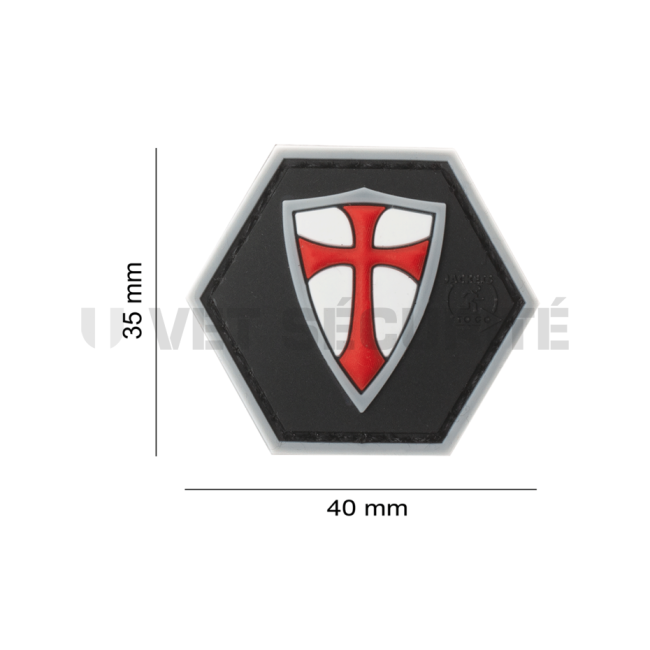 Patch hexagonal bouclier templier rouge - JTG