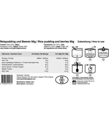Riz au lait et aux baies - Tactical Foodpack