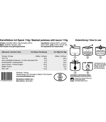 Purée de pommes de terre et bacon - Tactical Foodpack