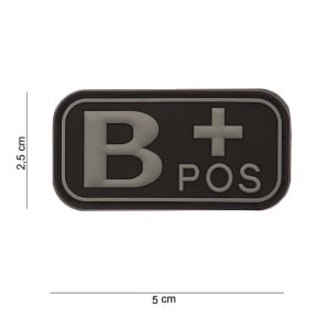 Patch 3D PVC groupe sanguin B+ Noir - 101 Inc