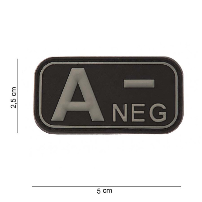 Patch 3D PVC groupe sanguin A- Noir - 101 Inc