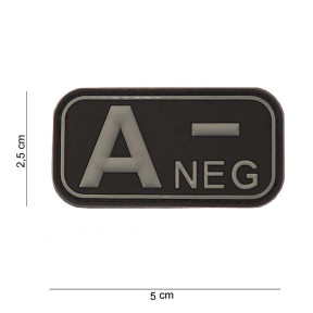 Patch 3D PVC groupe sanguin A- Noir - 101 Inc
