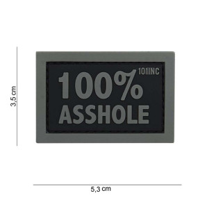 3D PVC patch "100% Asshole" zwart - 101 Inc