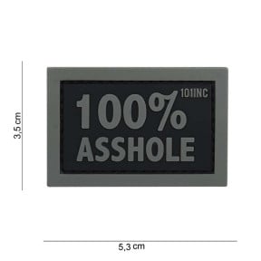 Patch 3D en PVC "100% Asshole" noir - 101 Inc