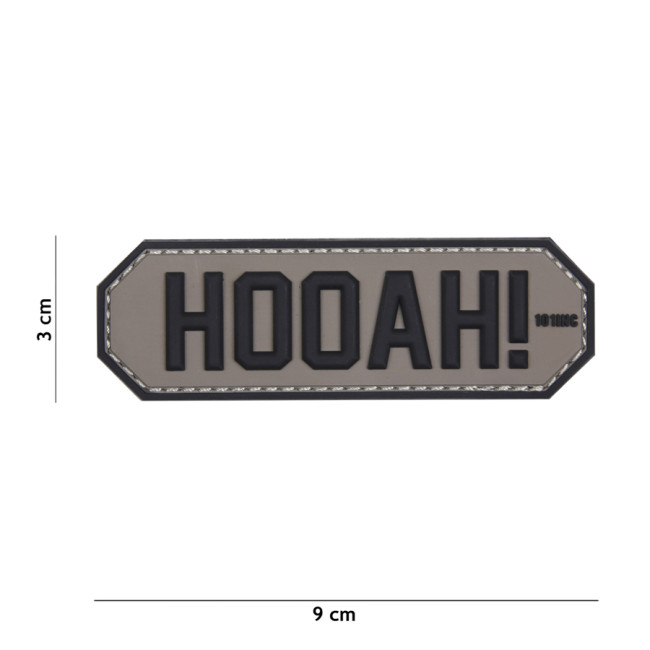 Patch 3D z PVC "HOOAH" Szary - 101 Inc