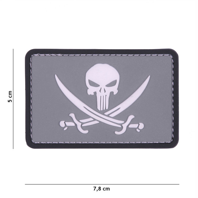 3D PVC Patch Punisher Pirat grau/weiß - 101 Inc