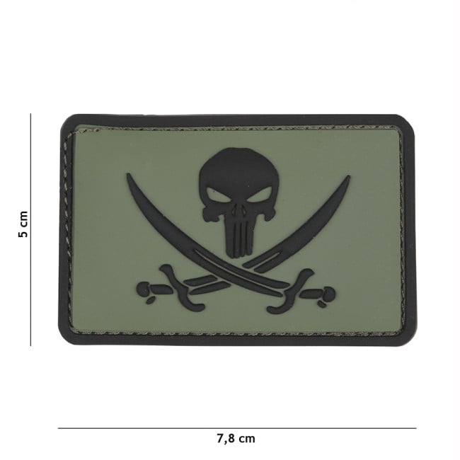 3D PVC Patch Punisher piraat groen - 101 Inc