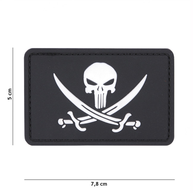 3D PVC Patch Punisher piraat zwart - 101 Inc