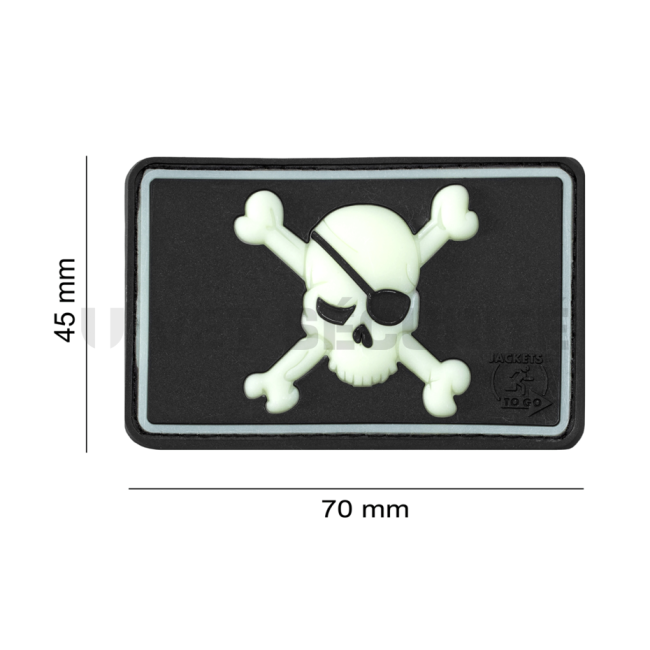 Patch piratenschedel zwart fosforescerend - JTG