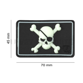 Phosphoreszierender schwarzer Piratenschädel-Patch - JTG